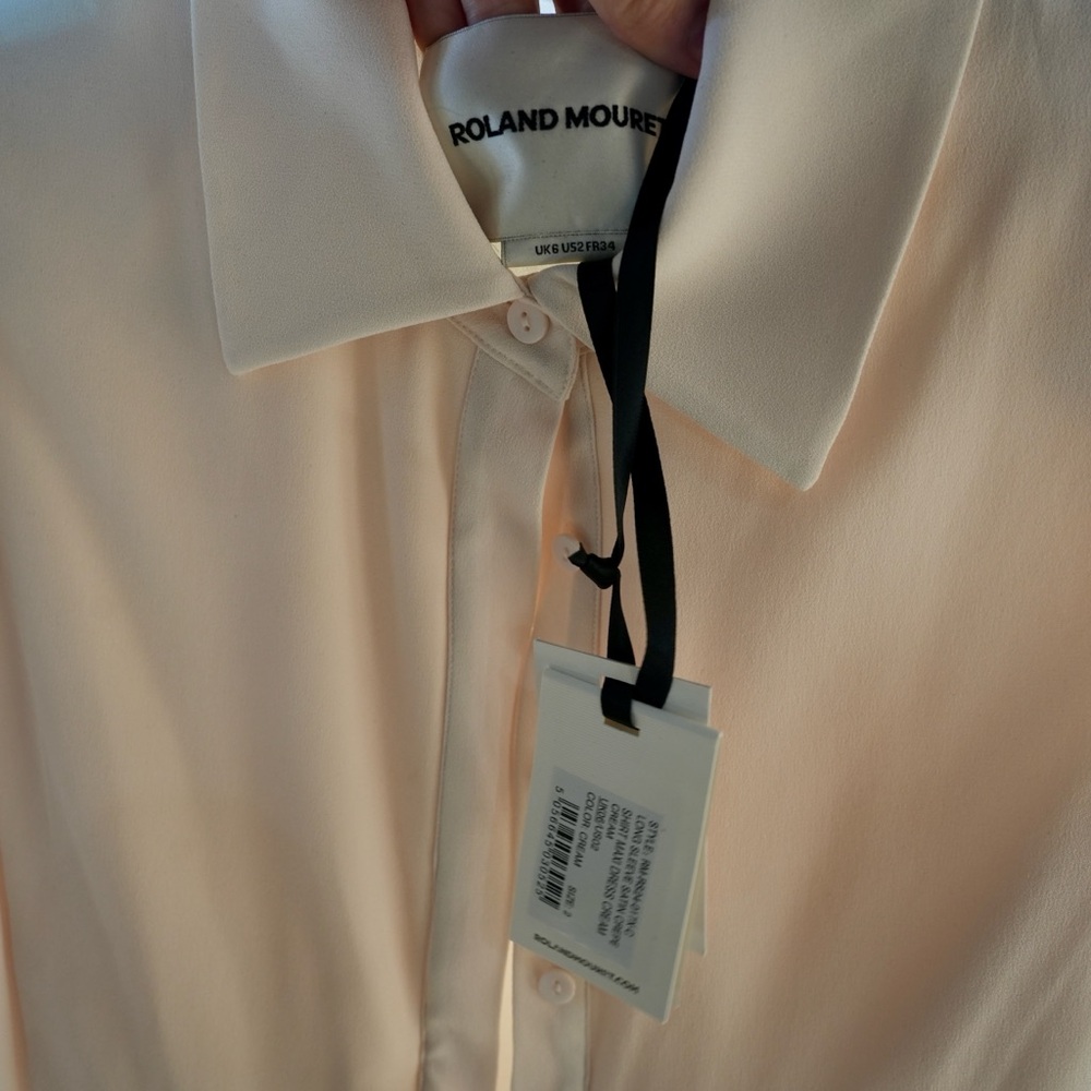 Roland Mouret Soft Cream Button-Front Blouse - Picture 4 of 5